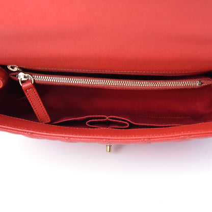 Chanel Caviar Lizard Quilted Small Coco Handle Flap Red 5 of 11