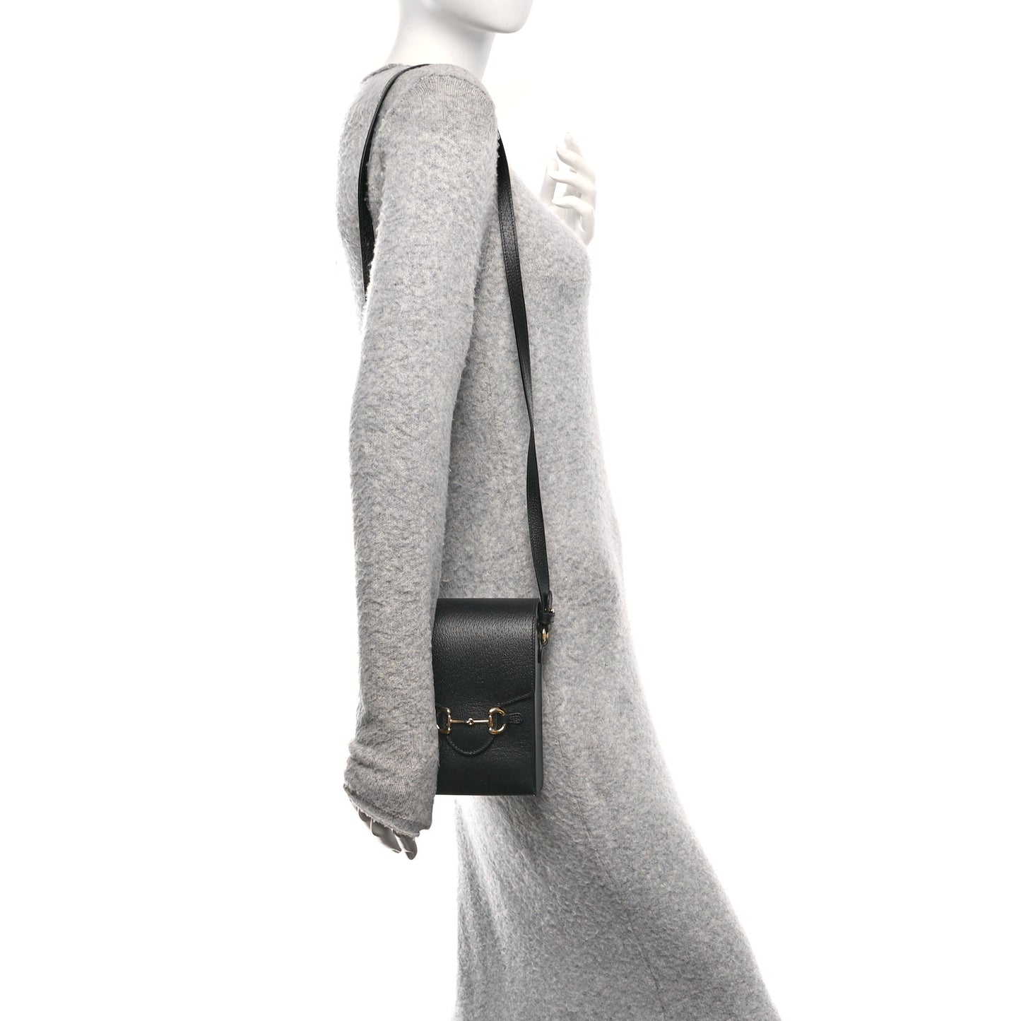 Dollar Calfskin Vertical Horsebit 1955 Crossbody Bag Black