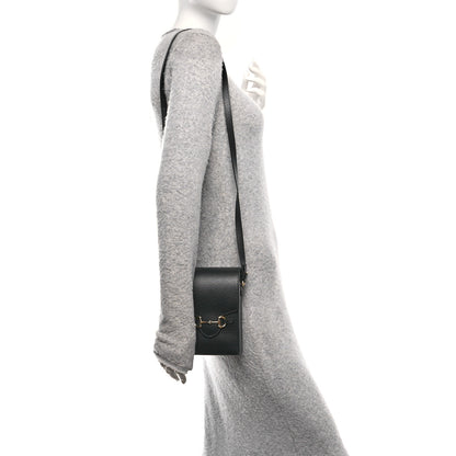 Gucci Dollar Calfskin Vertical Horsebit 1955 Crossbody Bag Black 2 of 11
