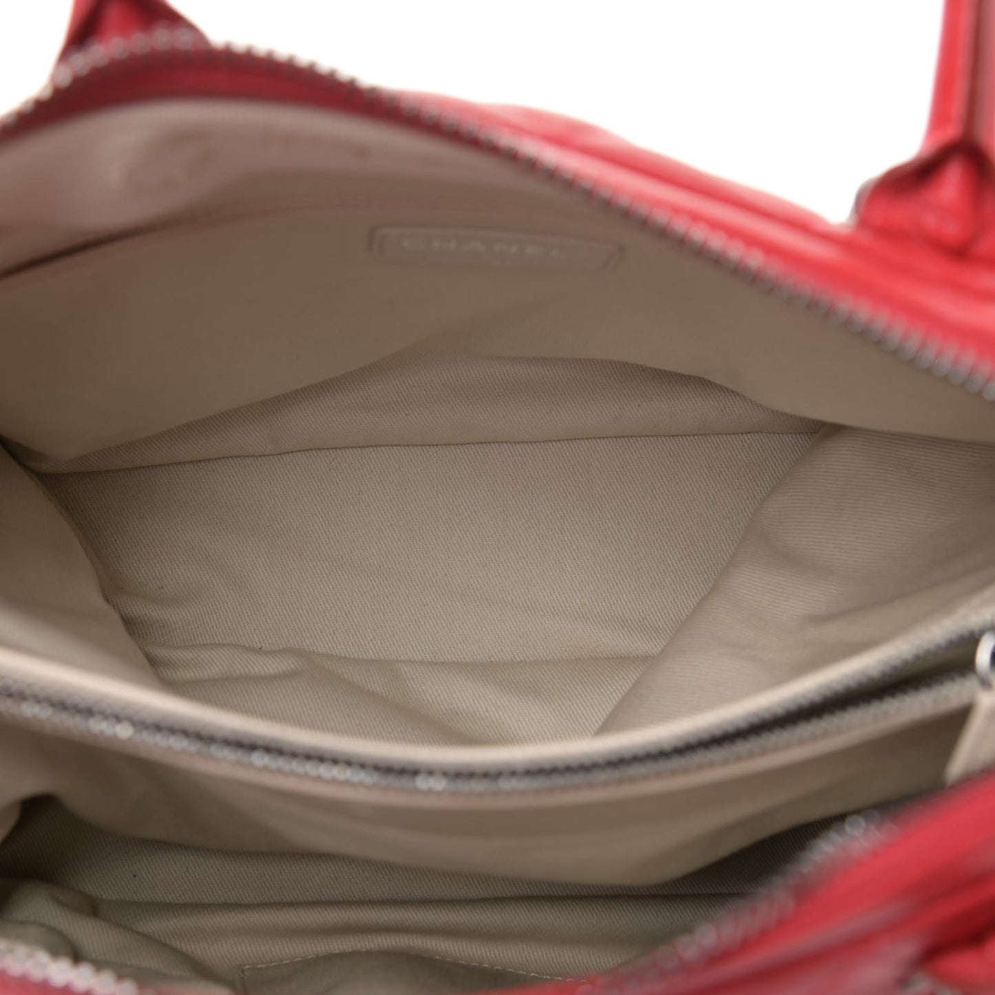 Shiny Sheepskin Quilted Medium Shopping Tote Red