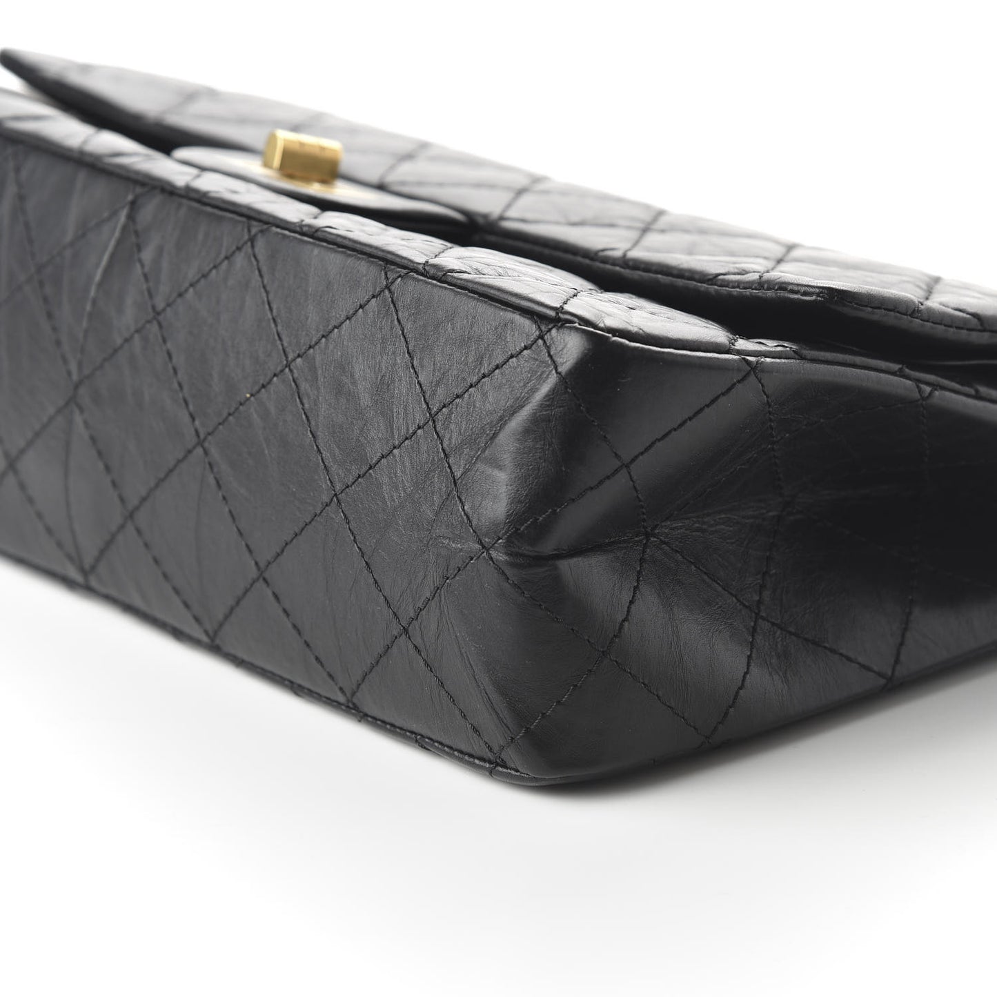 Aged Calfskin Quilted 2.55 Reissue 227 Flap Black