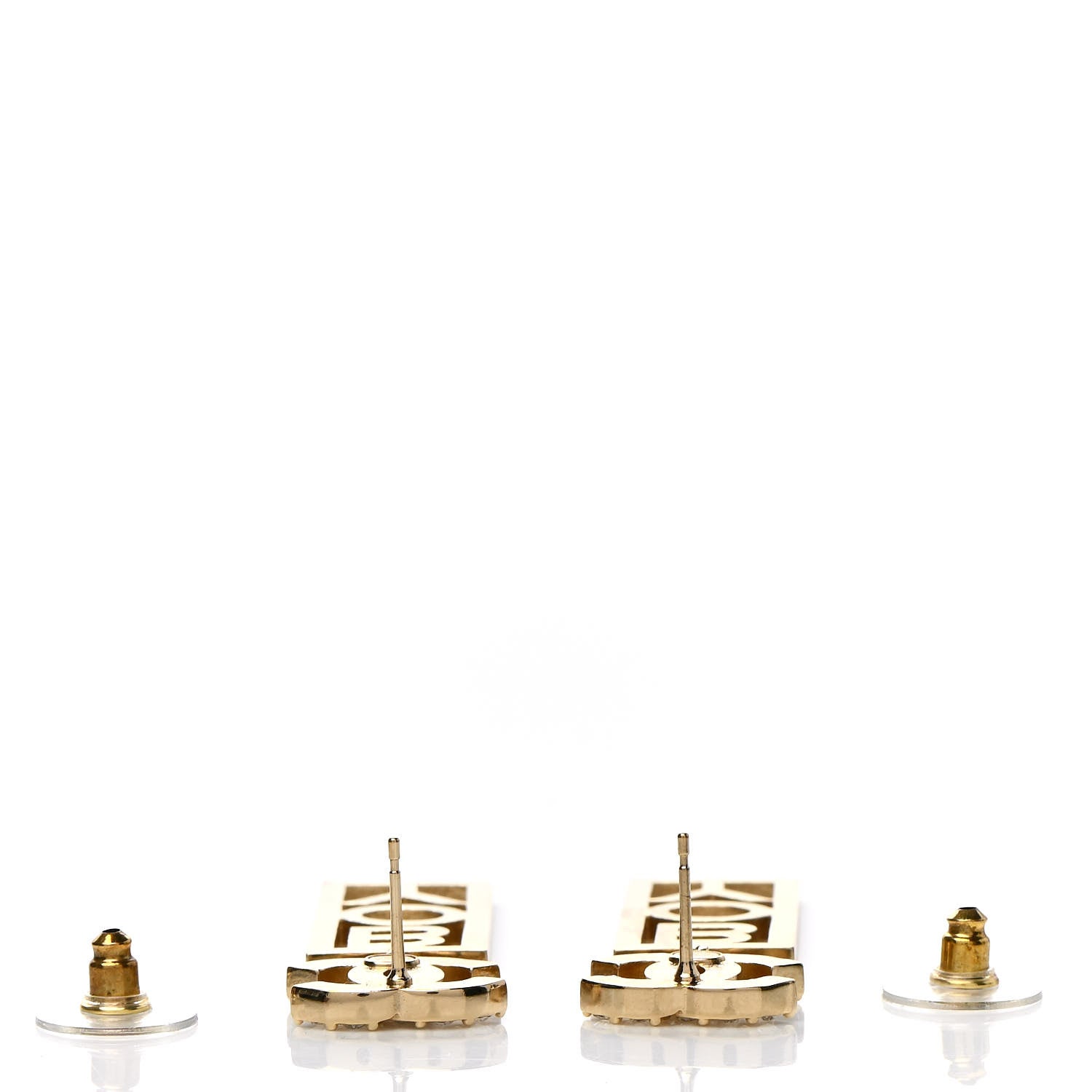 Chanel Crystal Boy Earrings Gold 3 of 5