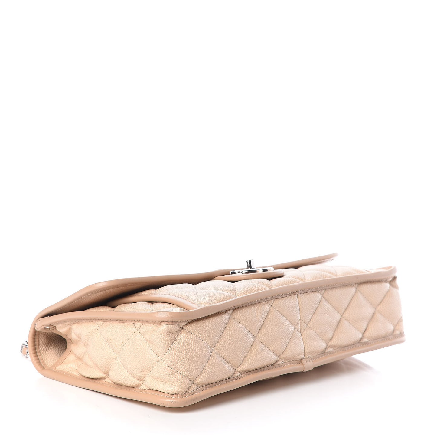 Caviar Quilted Large French Riviera Flap Beige