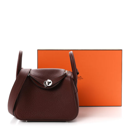 Hermes Taurillon Clemence Mini Lindy 20 Terre 11 of 11