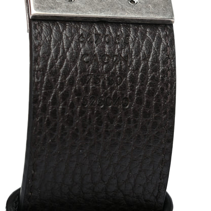 Gucci Dollar Calfskin Nickel Double G Reversible 37mm Belt 105 42 Black New Acero 4 of 5