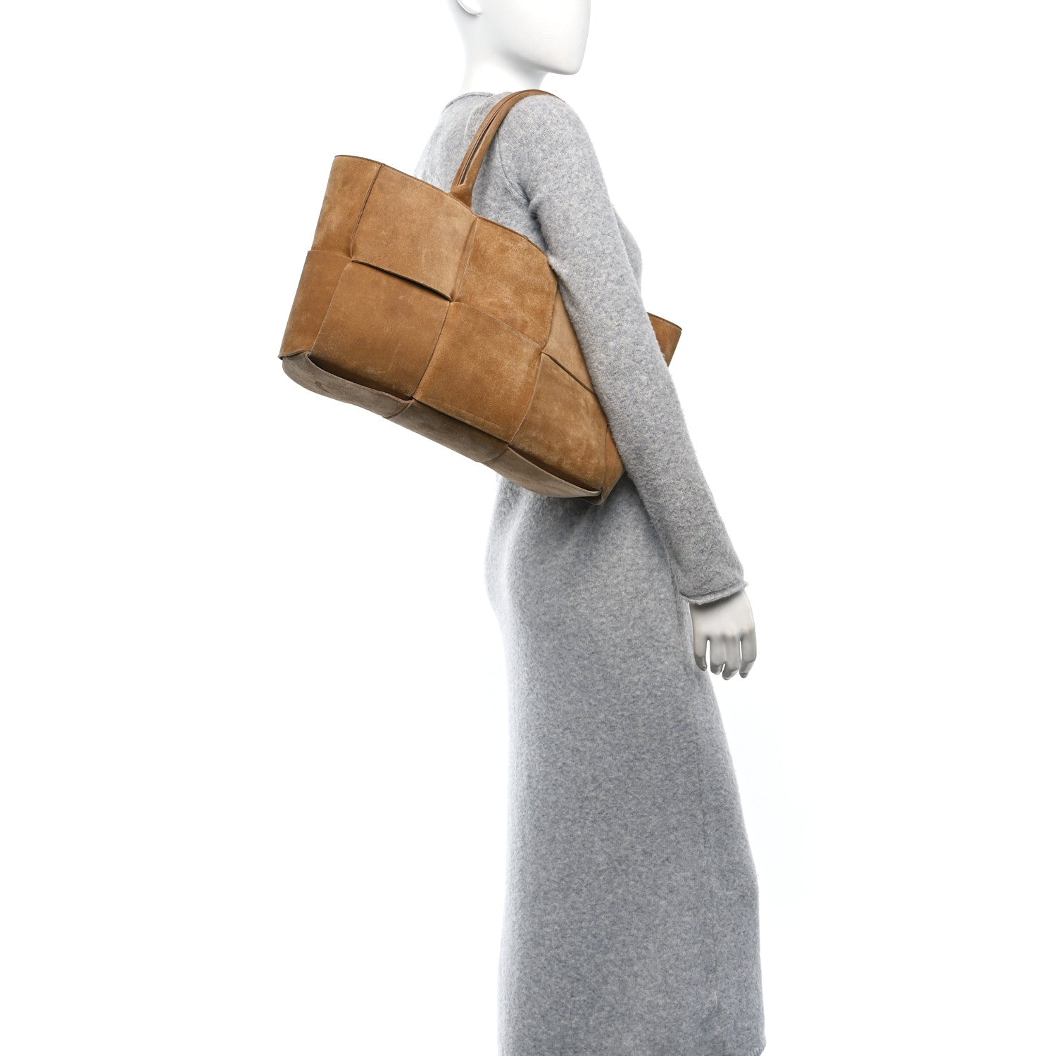 Bottega Veneta Suede Maxi Intrecciato Small Arco Tote Brown 2 of 12