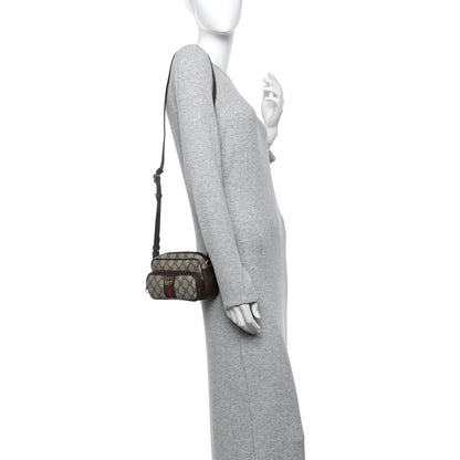Gucci GG Supreme Monogram Textured Dollar Calfskin Web Mini Ophidia Convertible Shoulder Bag Beige Ebony New Acero 2 of 10