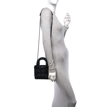 Christian Dior Ultra Matte Calfskin Cannage Mini Lady Dior Black 2 of 12