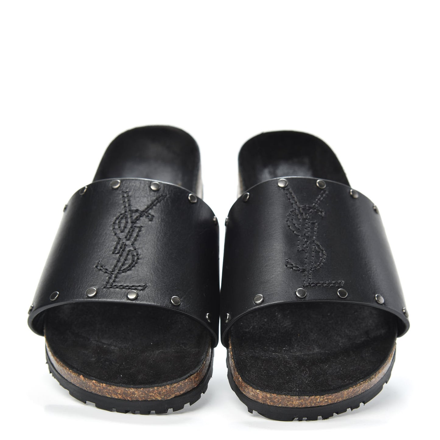 Calfskin Suede Joan Slide Sandals 35.5 Black