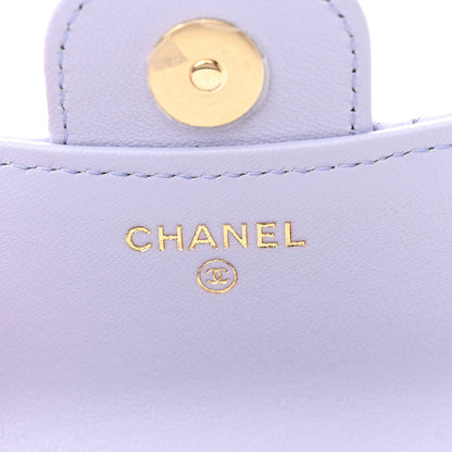 Chanel Lambskin Quilted Top Handle Flap Coin Purse With Chain Light Purple 7 of 12