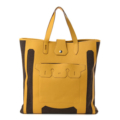 Hermes Canvas Calfskin Petit H Monsieur B Bag Jaune 1 of 8