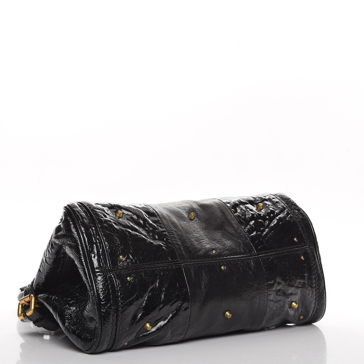 Patent Lambskin Medium Paddington Satchel Black
