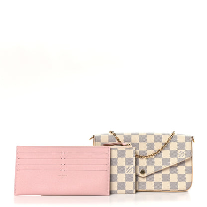 Louis Vuitton Damier Azur Pochette Felicie Chain Wallet Rose Ballerine 3 of 12
