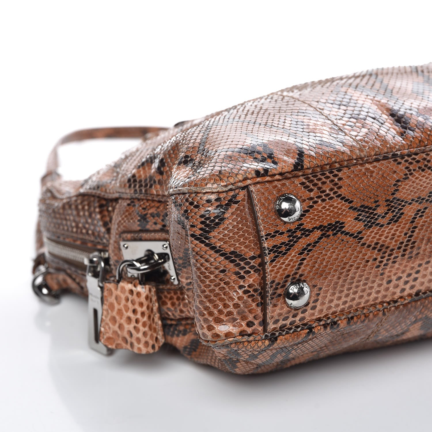 Prada Shiny Python Bauletto Tote Brandy 8 of 11