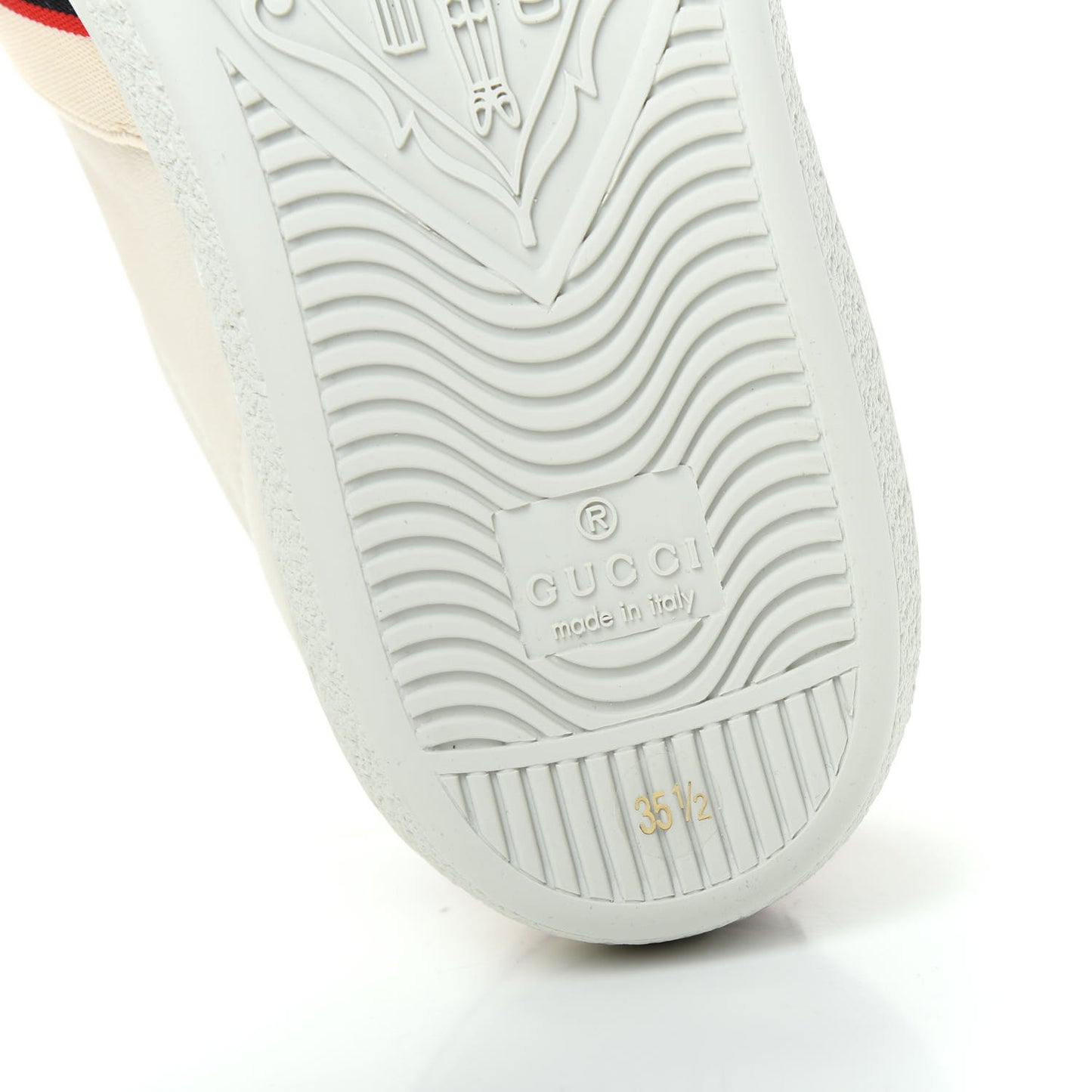 Calfskin Stripe Womens New Ace Sneakers 35.5 New Mystic White Ecru Red Flame