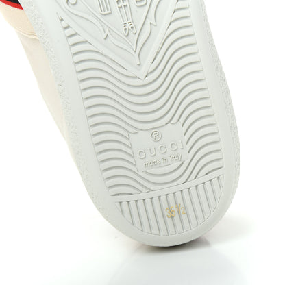 Gucci Calfskin Stripe Womens New Ace Sneakers 35.5 New Mystic White Ecru Red Flame 9 of 10