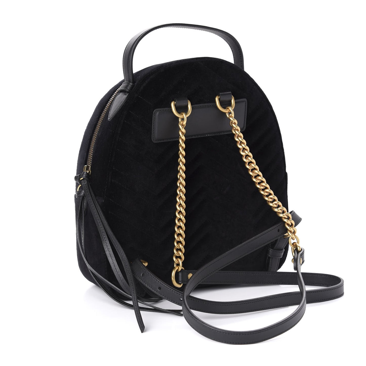 Velvet Matelasse Crystal Star Embroidered GG Marmont Dome Backpack Black