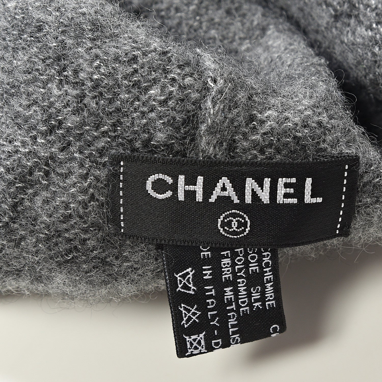 Chanel Cashmere Blend CC Beanie Hat Grey 4 of 4