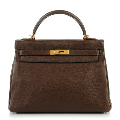 Hermes Taurillon Clemence Kelly Retourne 32 Chocolate 1 of 26
