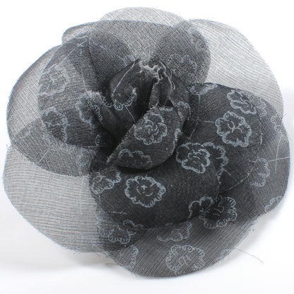 Chanel Camellia Print Pin Brooch Black 1 of 4