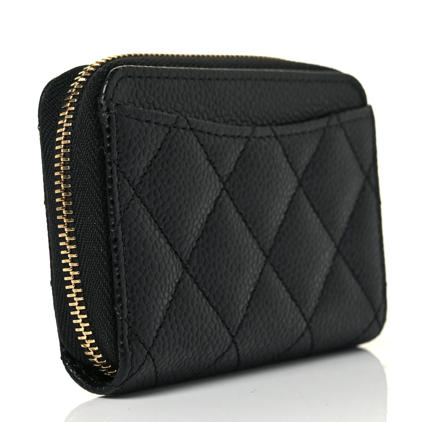 Caviar Quilted Zip Coin Purse Black