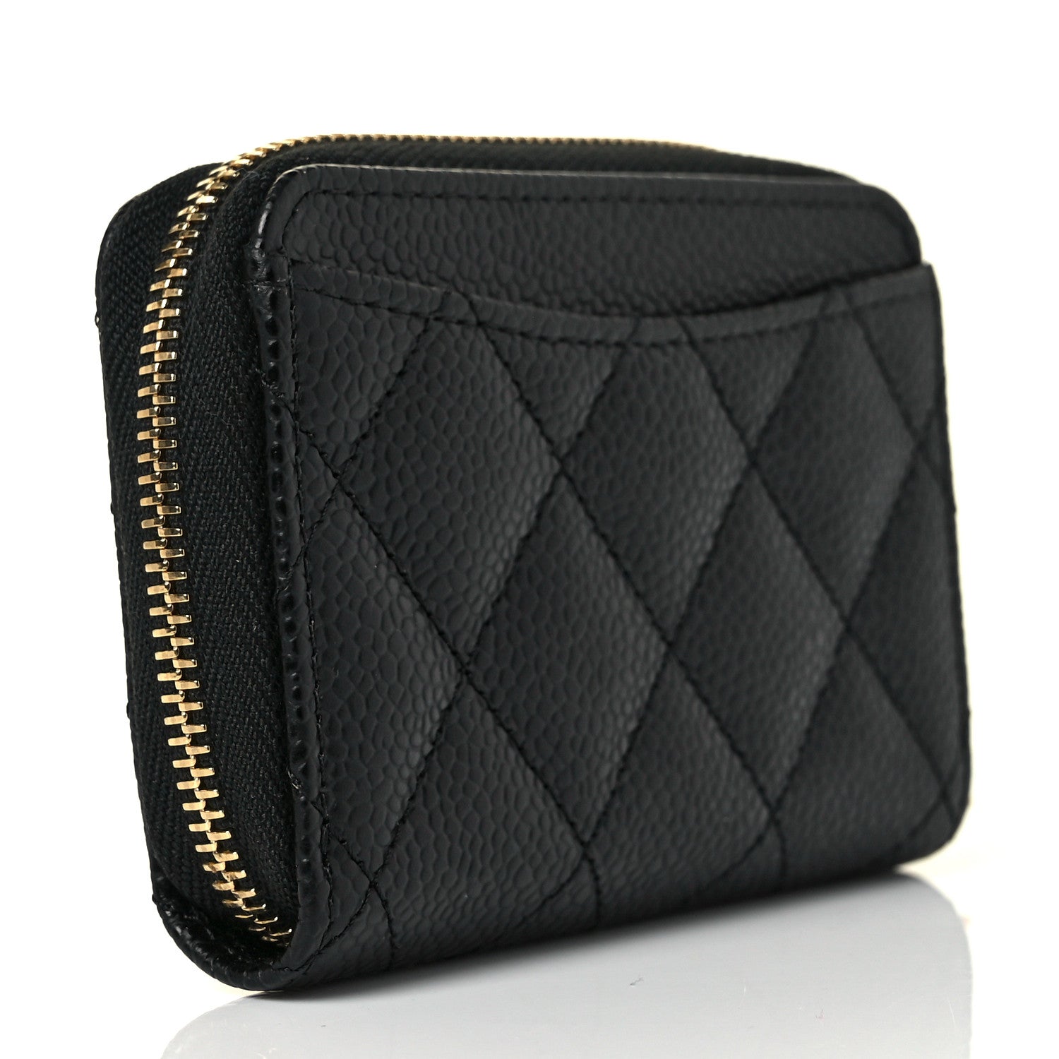 Chanel Caviar Quilted Zip Coin Purse Black 3 of 10