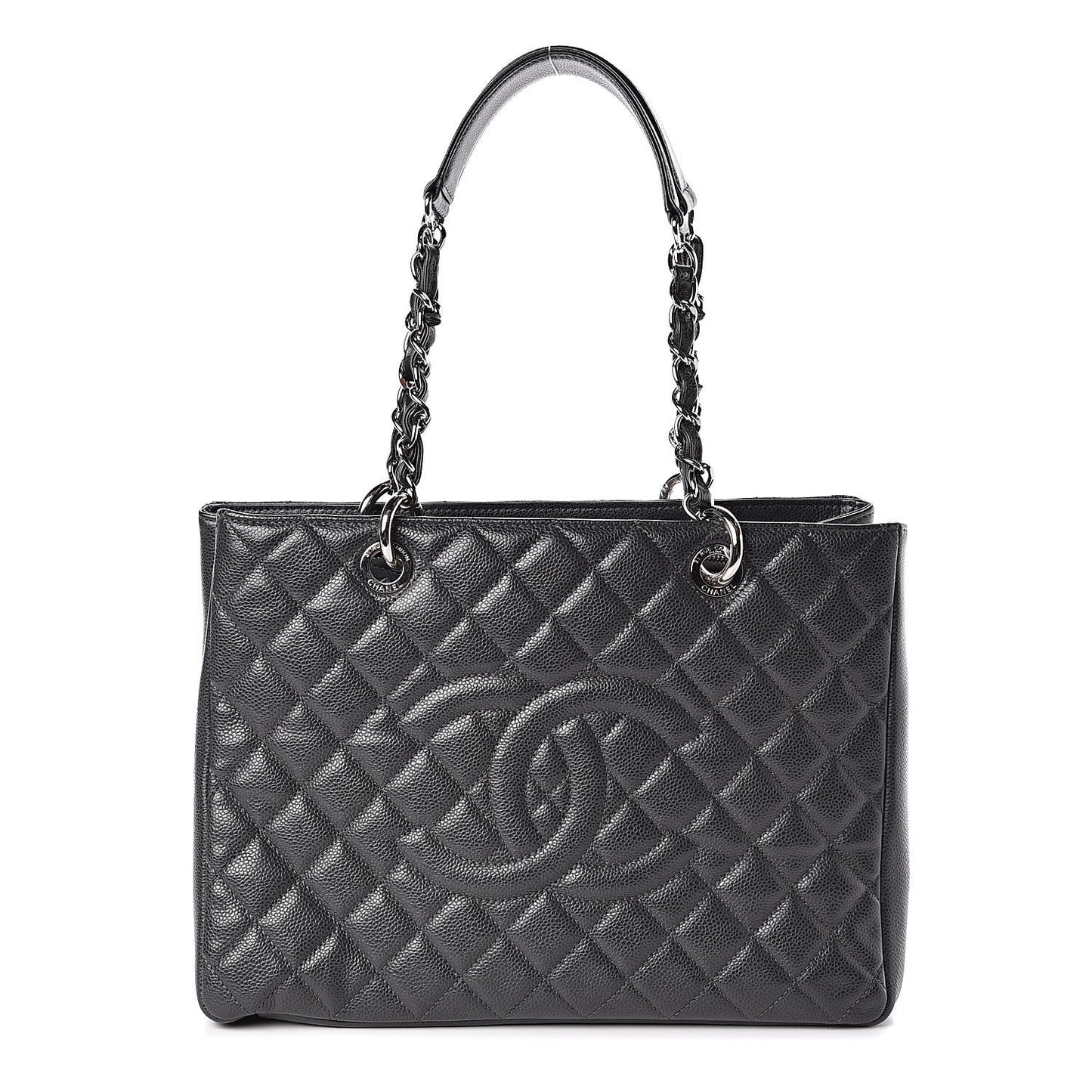 Caviar Quilted Grand Shopping Tote GST Dark Grey