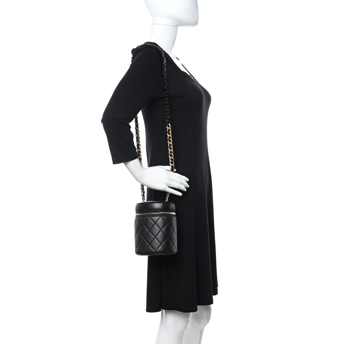 Lambskin Quilted Small Vanity Case Black