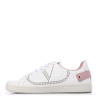 Valentino Garavani Calfskin Womens Backnet Sneakers 38 White Water Rose 1 of 9
