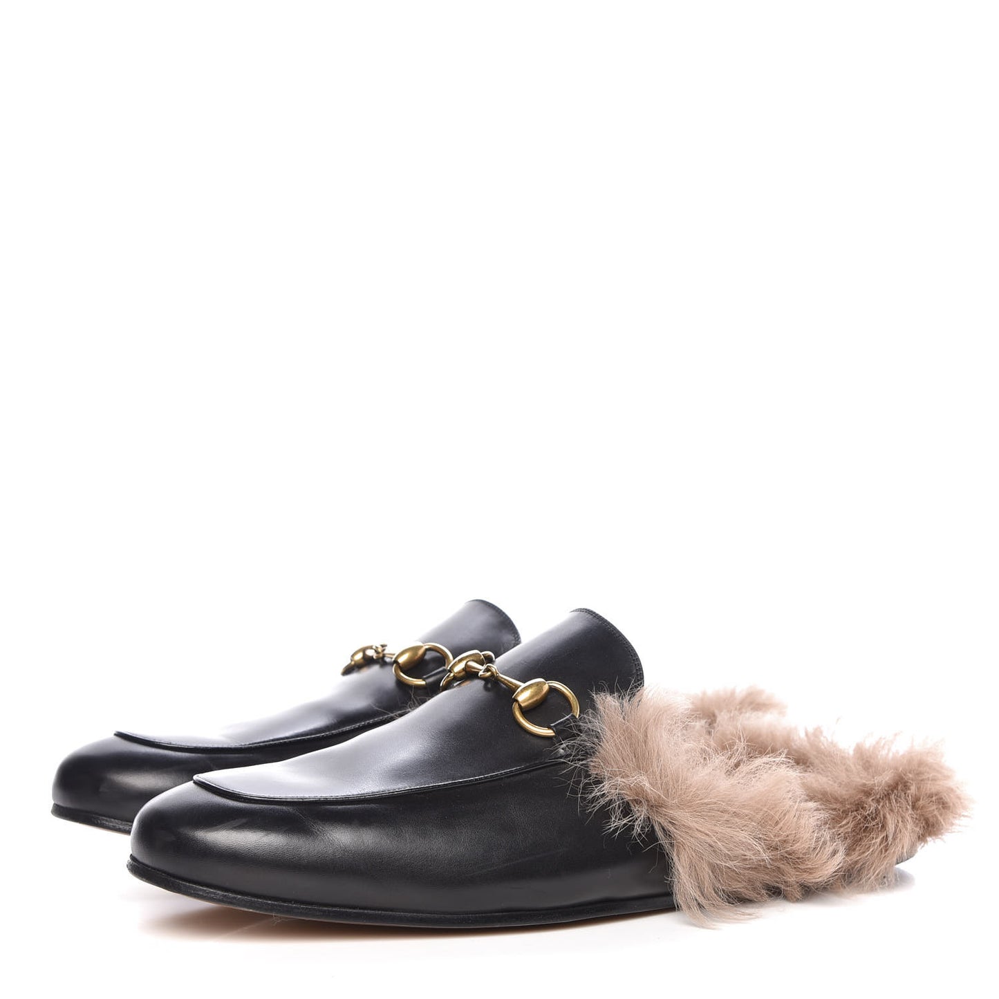 Calfskin Fur Mens Princetown Slippers 10 Black