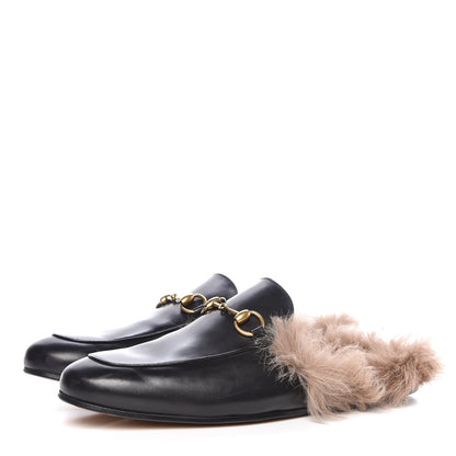 Gucci Calfskin Fur Mens Princetown Slippers 10 Black 3 of 15