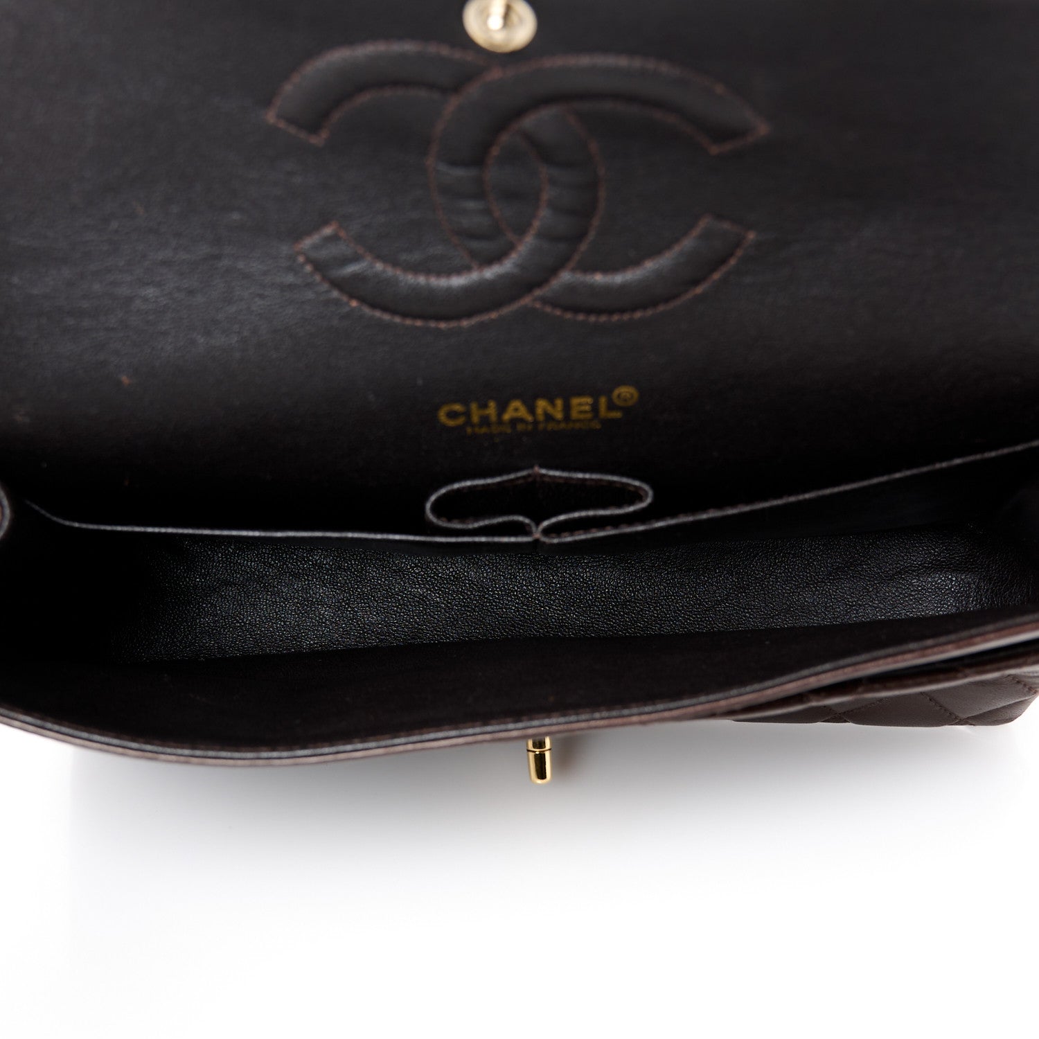 Chanel Lambskin Quilted Medium Double Flap Dark Brown 5 of 11