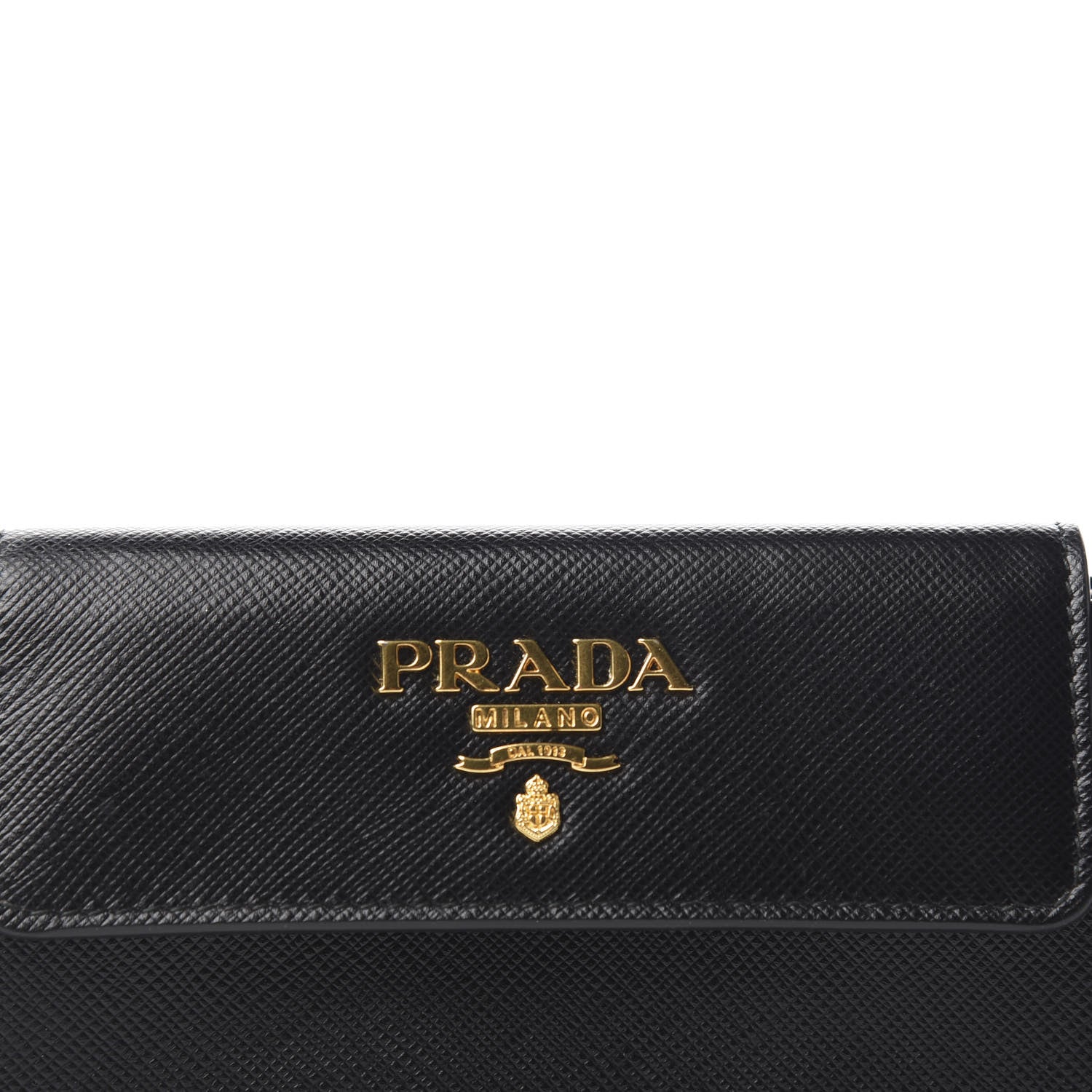 Prada Saffiano Metal Oro Chain Wallet Black 11 of 11