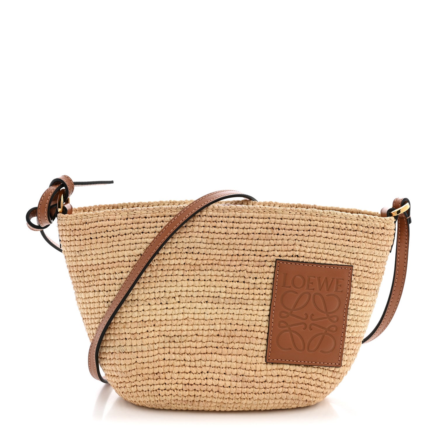 Loewe Calfskin Raffia Paulas Ibiza Pochette Bag Natural Tan 1 of 9