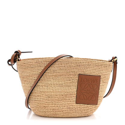 Loewe Calfskin Raffia Paulas Ibiza Pochette Bag Natural Tan 1 of 9