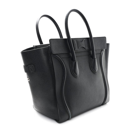 Celine Drummed Calfskin Mini Luggage Black 3 of 12