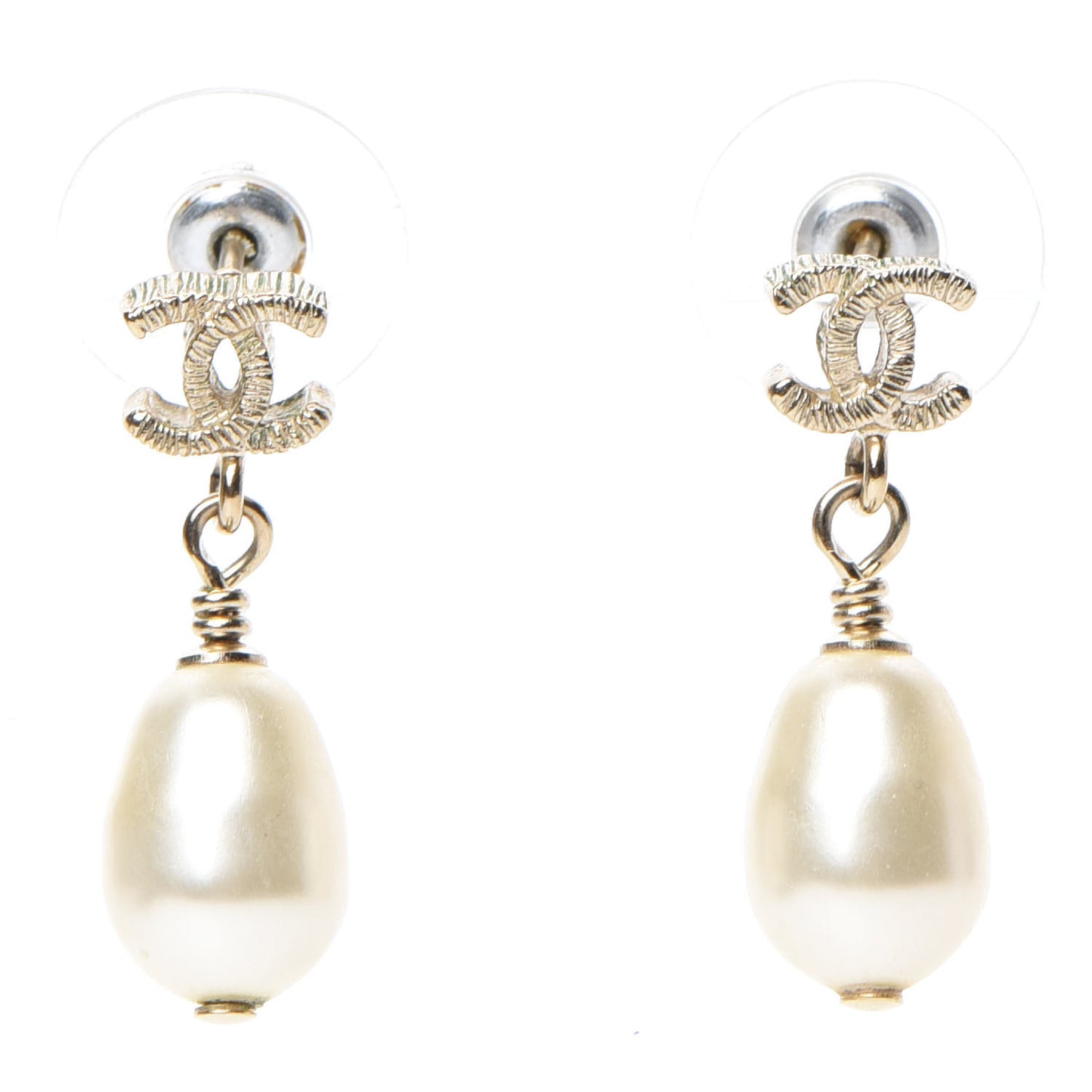 Pearl CC Drop Earrings Gold