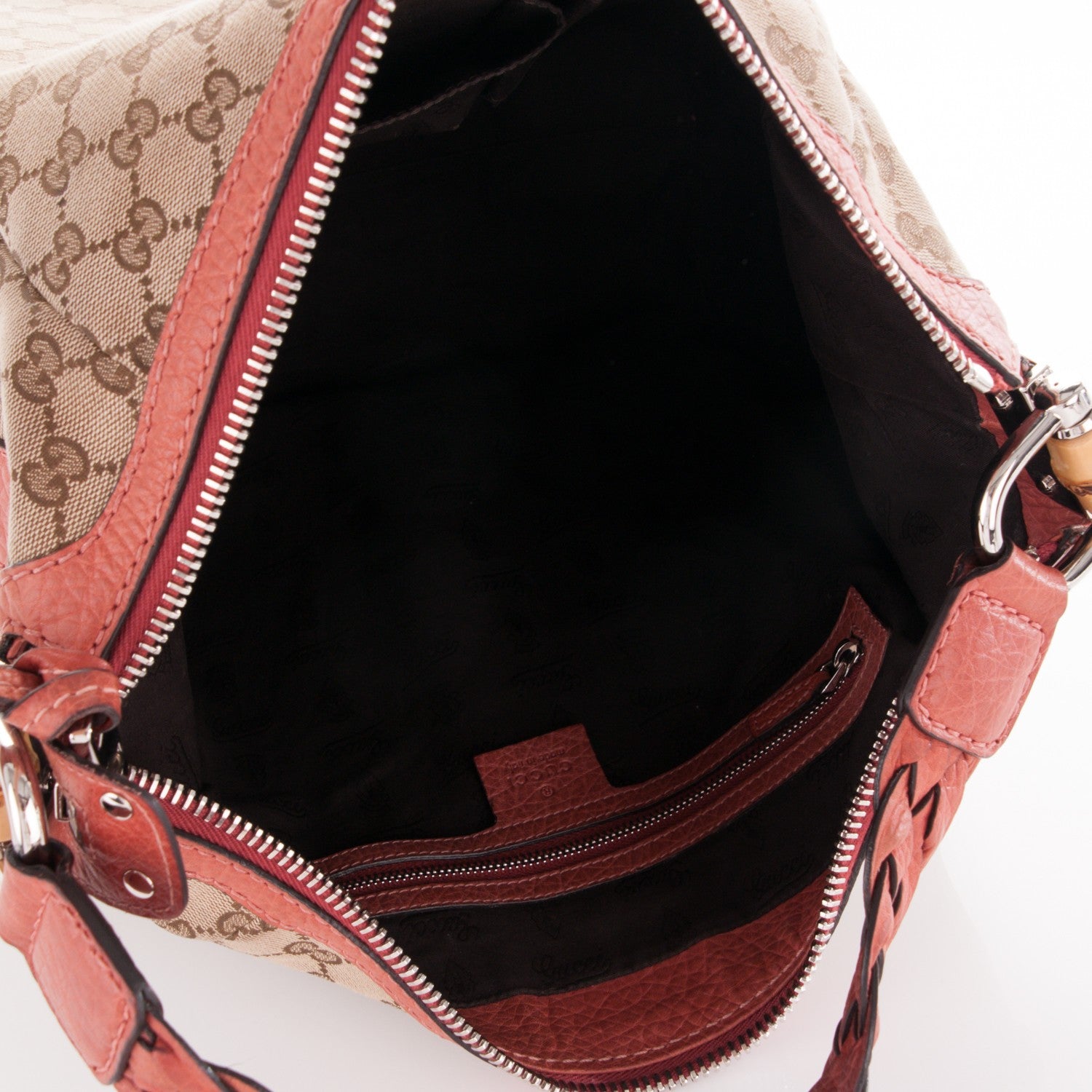 Gucci Monogram Medium Bamboo Bar Hobo Coral 5 of 7