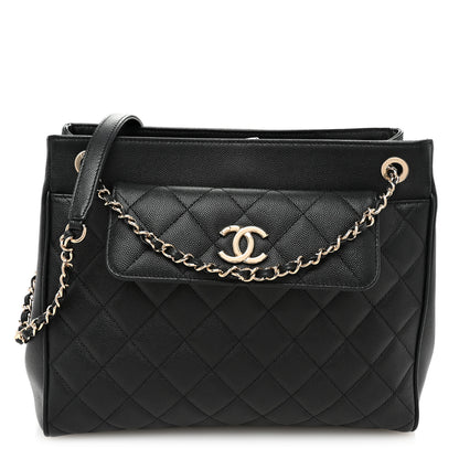 Chanel Caviar Quilted In Out Flap Shopping Tote Black 1 of 12
