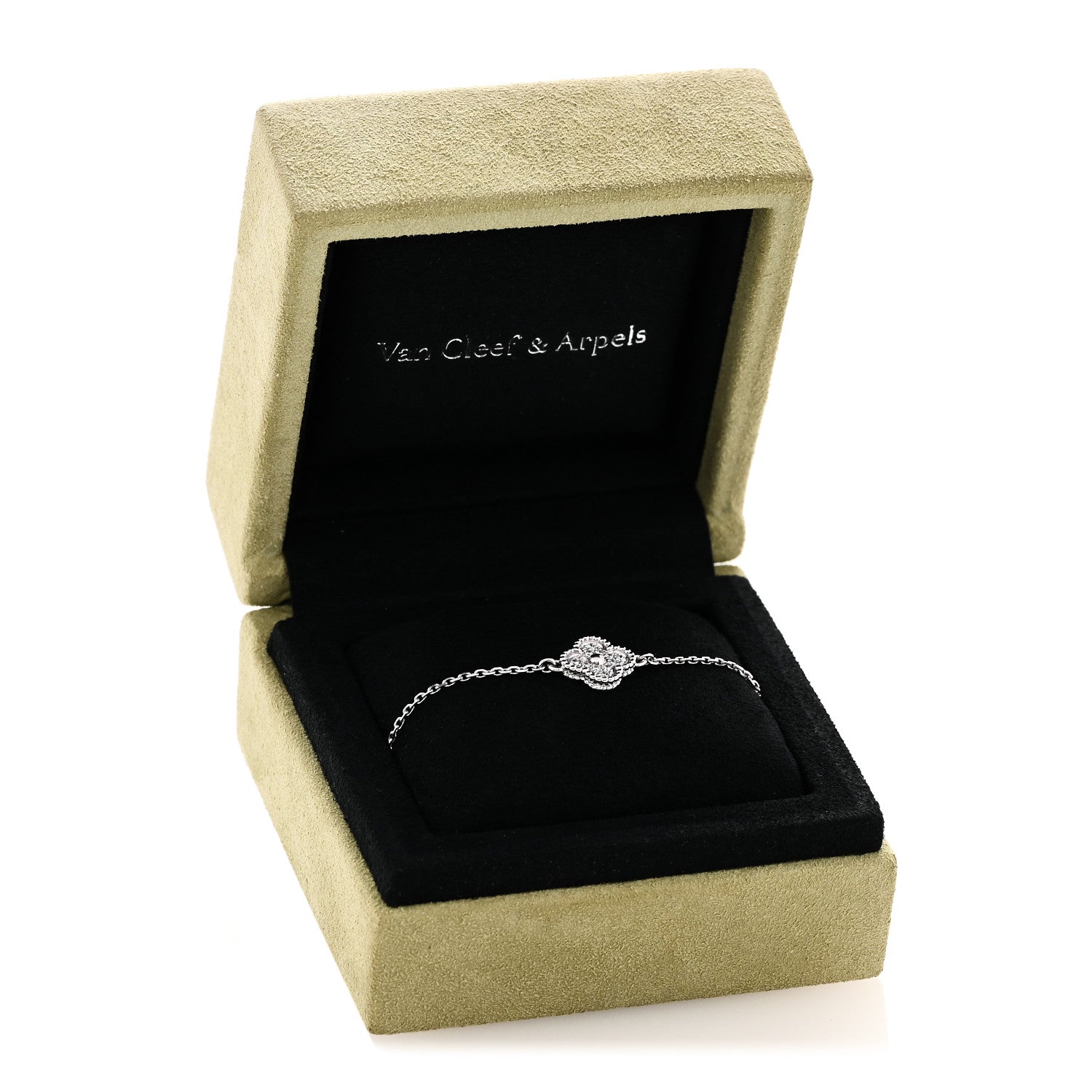 Van Cleef & Arpels 18K White Gold Diamond Sweet Alhambra Bracelet 6 of 6