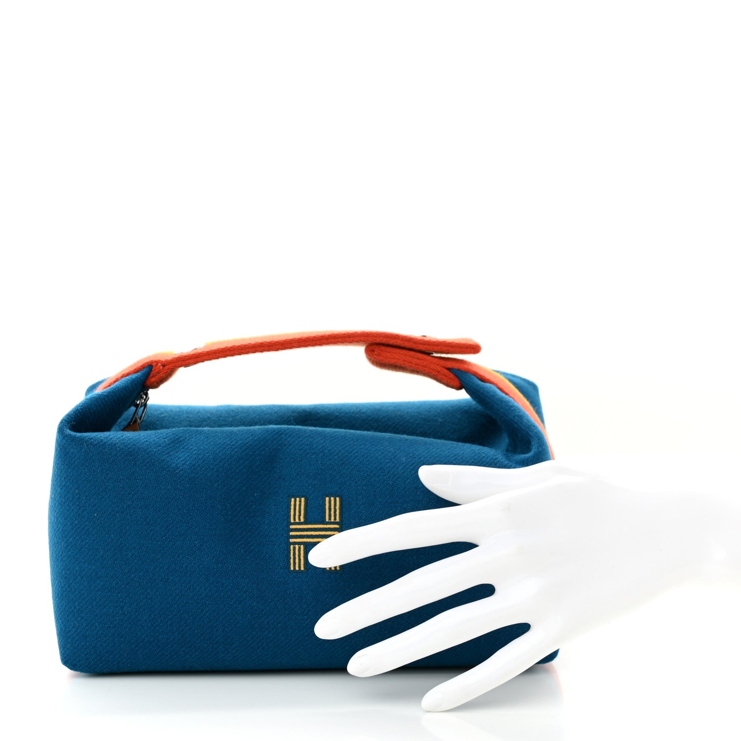Hermes Wool Rocabar Small Bride-A-Brac Pouch Bleu Paon 2 of 11