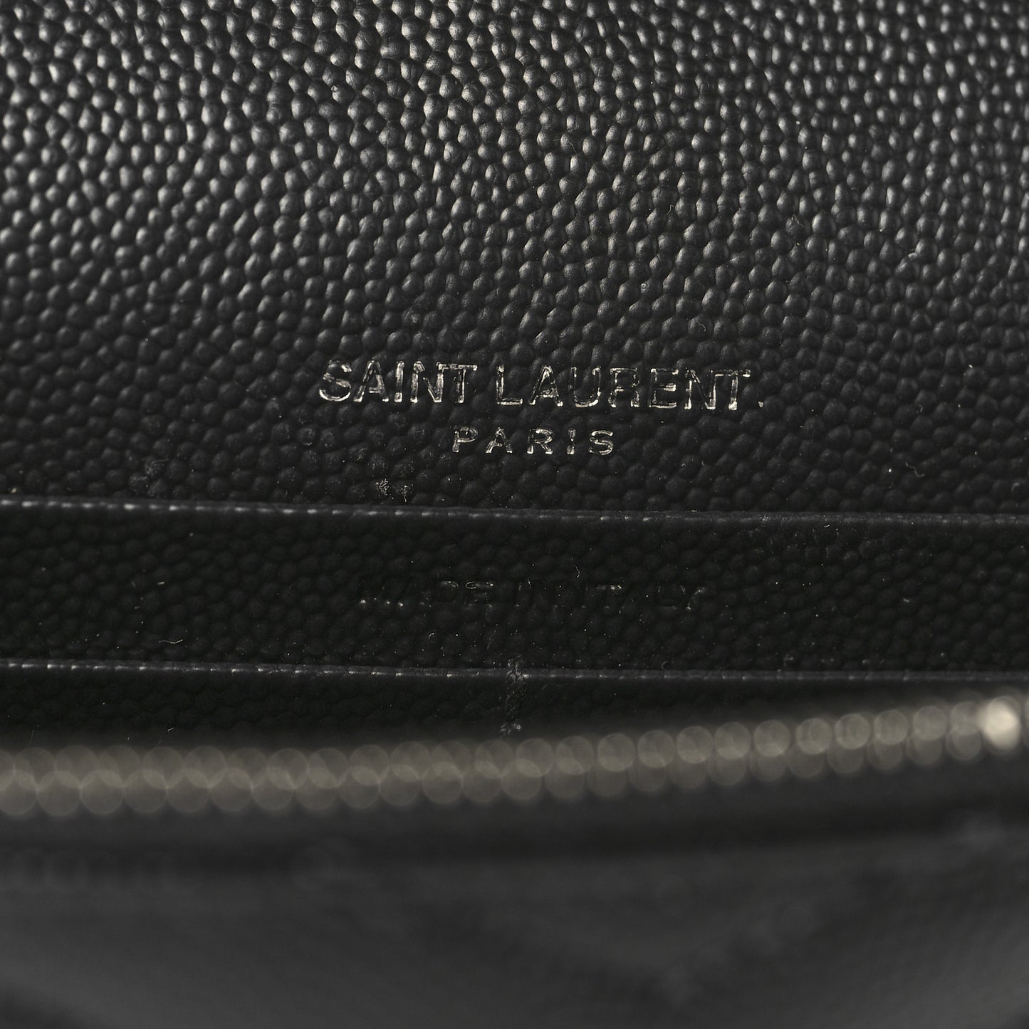 Grain De Poudre Matelasse Chevron Monogram Envelope Chain Wallet Black