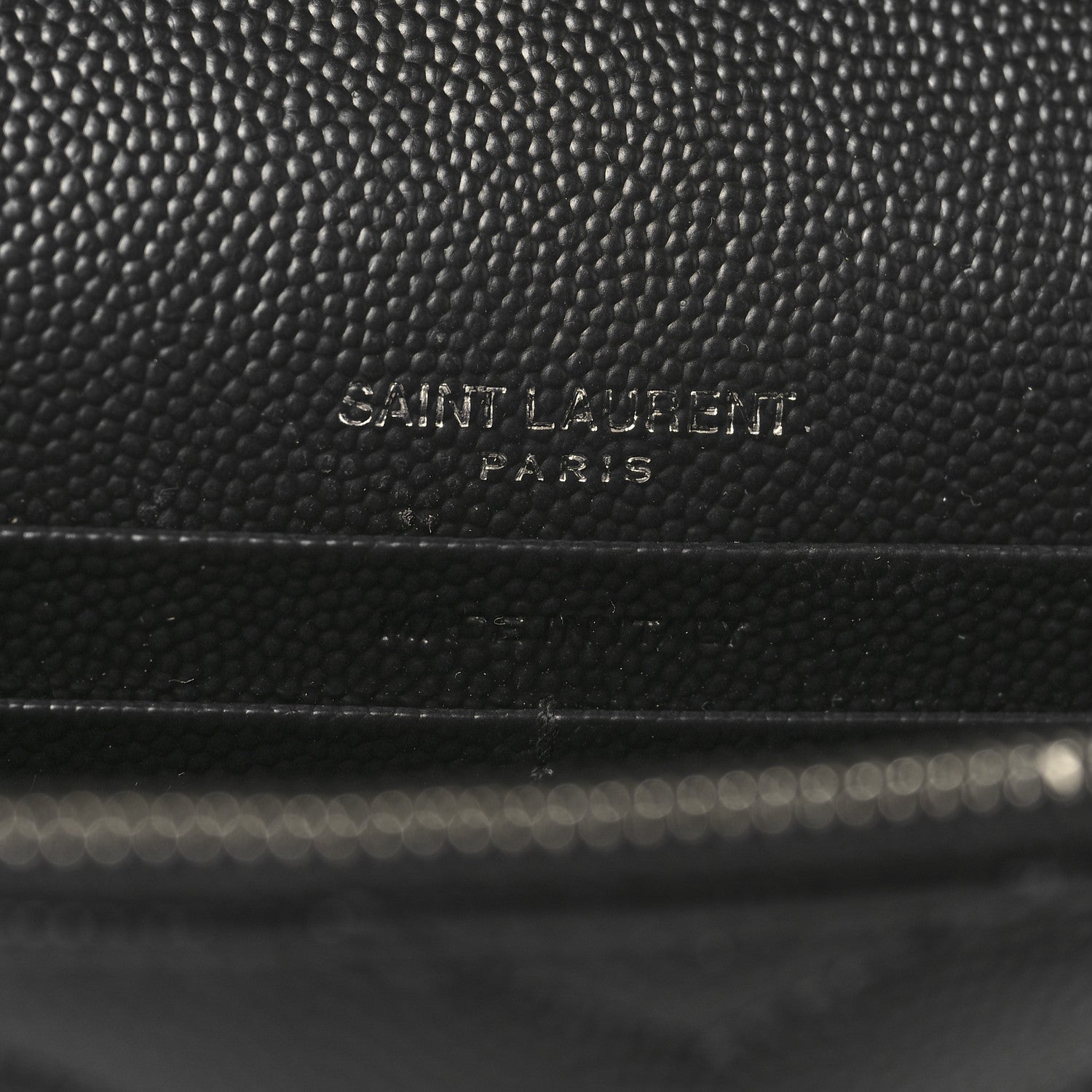 Saint Laurent Grain De Poudre Matelasse Chevron Monogram Envelope Chain Wallet Black 6 of 9