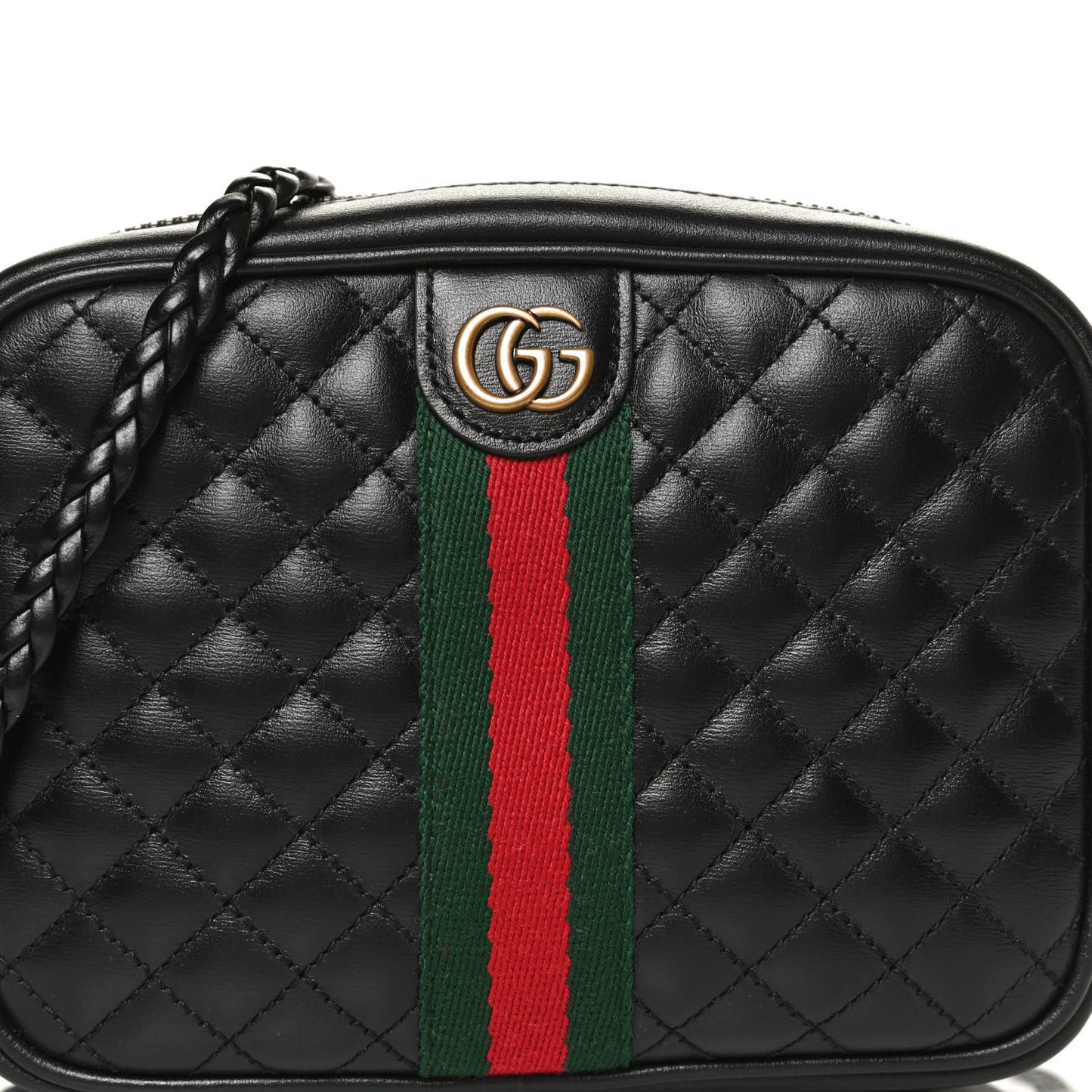 Calfskin Trapuntata Web Mini GG Shoulder Bag Black