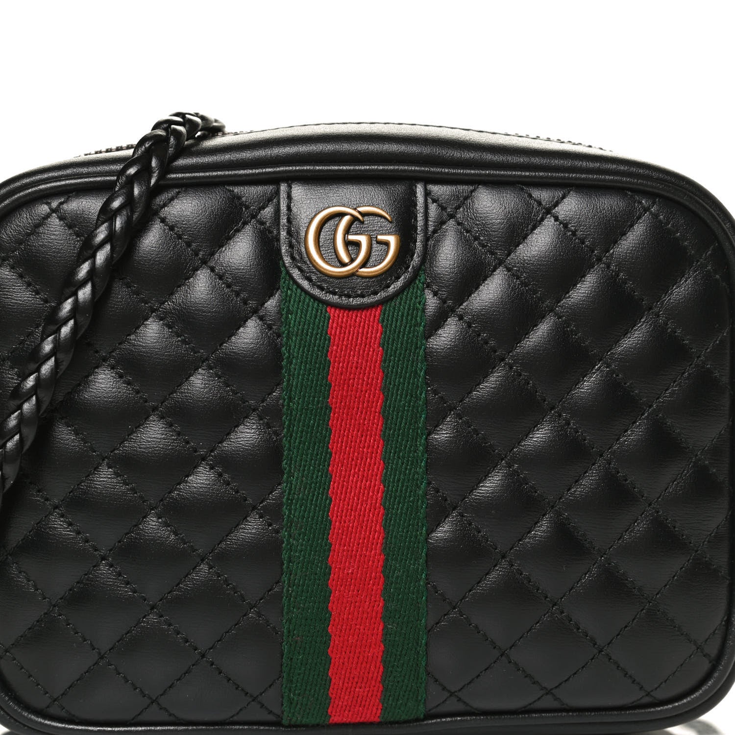 Gucci Calfskin Trapuntata Web Mini GG Shoulder Bag Black 6 of 10