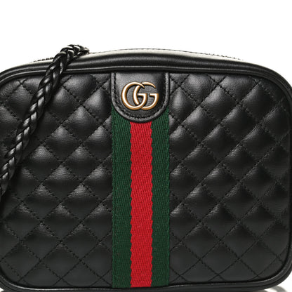 Gucci Calfskin Trapuntata Web Mini GG Shoulder Bag Black 6 of 10