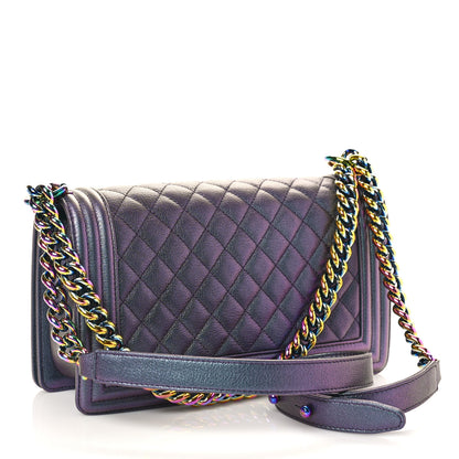 Chanel Iridescent Goatskin Quilted Medium Boy Flap Purple 3 of 9