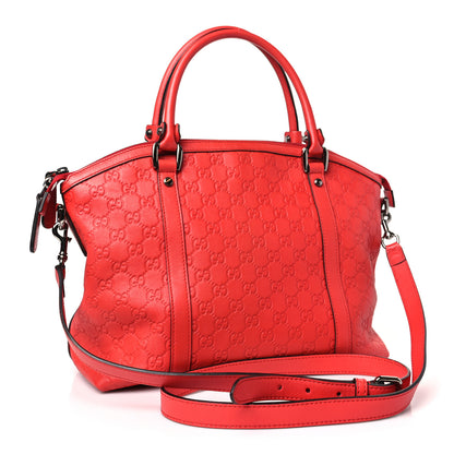 Gucci Guccissima Medium GG Charm Dome Satchel Red 3 of 10