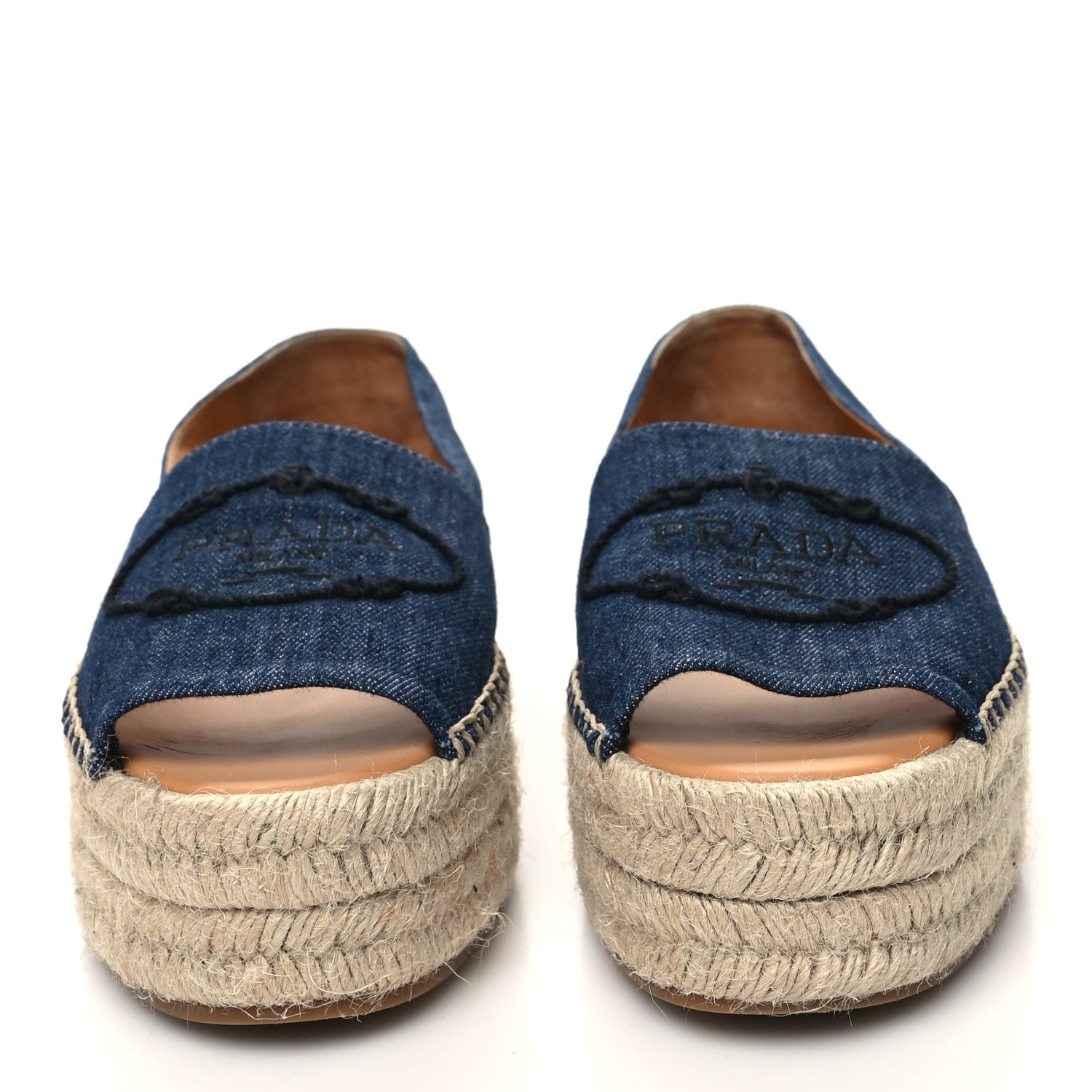 Prada Denim Logo Espadrille Loafers 39.5 Blue 2 of 9