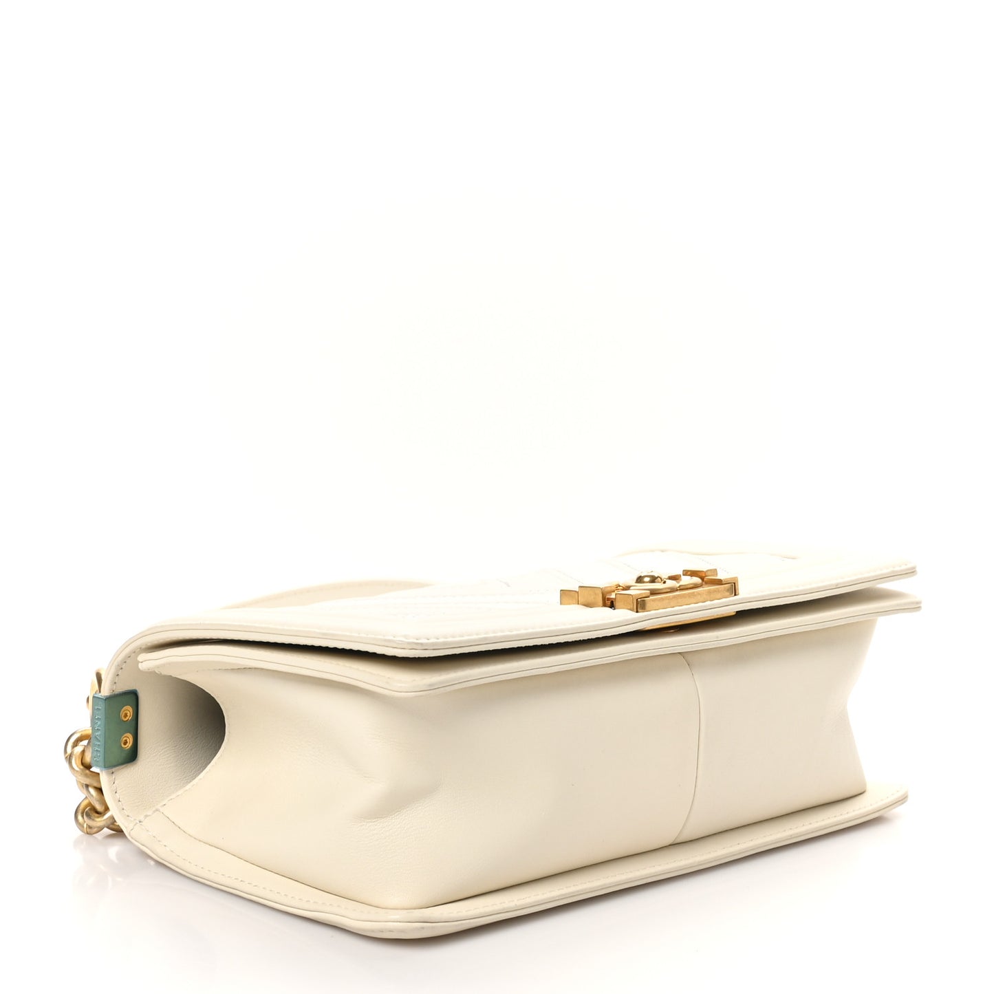 Caviar Suede Calfskin Chevron Medium Boy Flap White